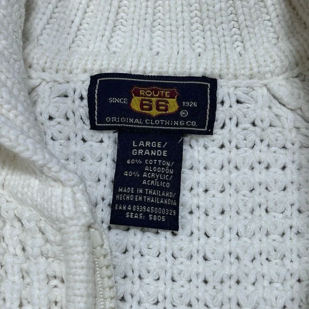 Route 66 Chunky Knit Shawl Collar Full Zip Ivory Cardigan With Pockets Women’s L - Picture 7 of 16